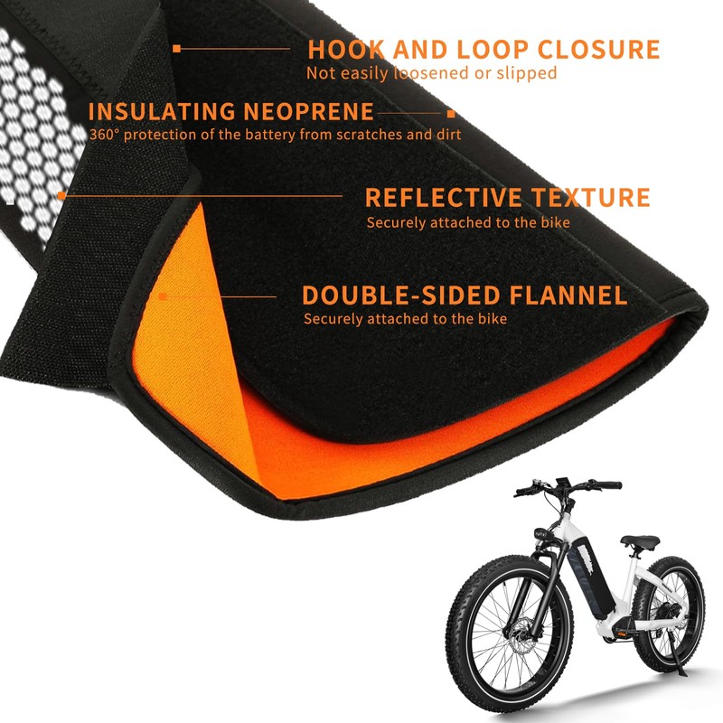 LETSERBIKE Ebike Battery Cover Waterproof, Neoprene Electric Bicycle Battery Cover