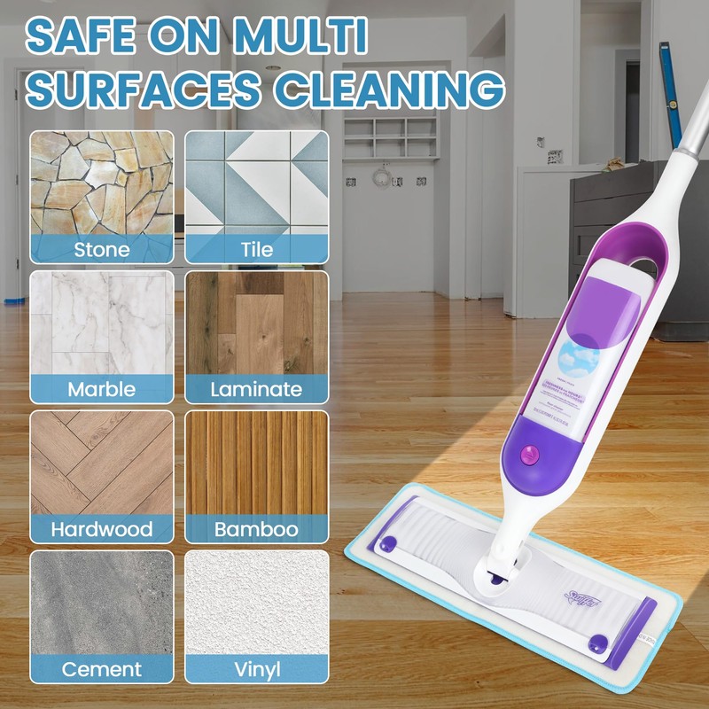 6 Pack Reusable Microfiber Mop Pads Compatible with Swiffer PowerMop,