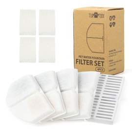 TUXTOOX Cat Water Fountain Filters - Pet Fountain Filter Replacement 4 Pack, Four-layer Fine Filtration System, Activated Carbon Filters