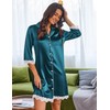 Ekouaer Satin Nightgowns for Women Button Down Sleepshirt 3/4 Sleeve