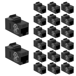 VCE UL-Listed CAT6 Keystone Coupler 20-Pack, Ethernet Coupler Female to Female, RJ45 Coupler for CAT6/CAT5e/CAT5, Keystone Jack, Black