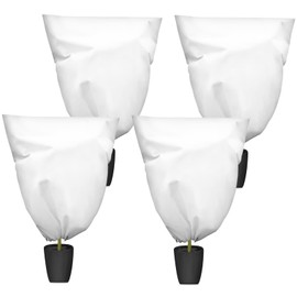 Evoio 4 Pack Plant Covers Freeze Protection, 80cm x 100cm Plant Frost Cover Bags for Winter Cold Weather with Drawstring, Frost Cloth for Plants, Sapling Trees, Shrub Thickness Plant Cover Bags
