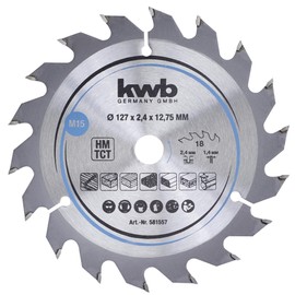 kwb Circular Saw Blade 127 x 12.75 mm, Fast Cutting, Suitable for Softwood, Hardwood, Plywood, and Chipboard
