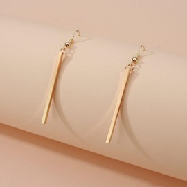 Yienate Vertical Long Bar Drop Earrings Gold Stick Dangle Earring Elegant Geometric Stick Pierced Linear Dangle Earrings Minimalism Prom Earrings Jewelry for Women Girls