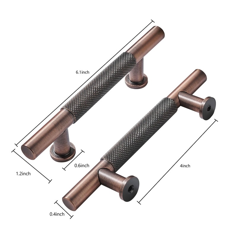 khtumeware 10 Pack 4 Inch(102mm) Drawer Handles Knurled Brushed Antique