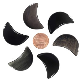 mookaitedecor Pack of 5 Moon Shape Crystal Healing Stone, Polished Pocket Stones Palm Worry Chakra Stones for Reiki, Meditation, Jewellery Making & Home Decoration, Crystal Moon Crystal, black