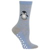 HOTSOX Womens Penguin Non Skid Socks 1 Pair, Blue Heather,
