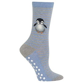 HOTSOX Womens Penguin Non Skid Socks 1 Pair, Blue Heather, Womens 9-11