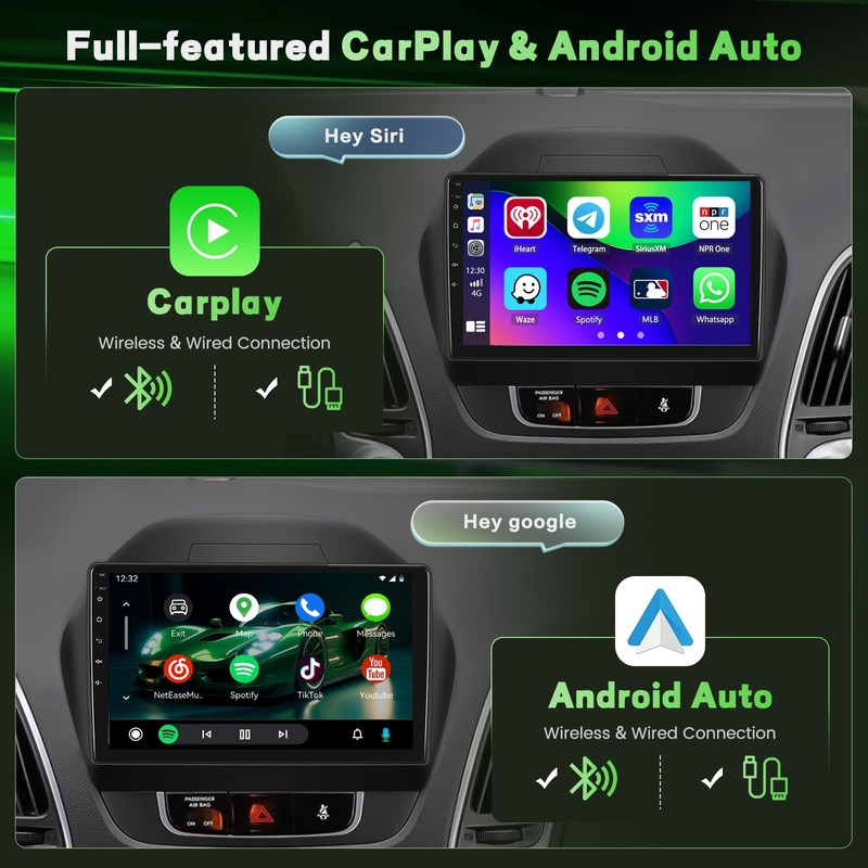 2+64GB Android 15 Car Radio for Hyundai Tucson 2010-2015 Wireless