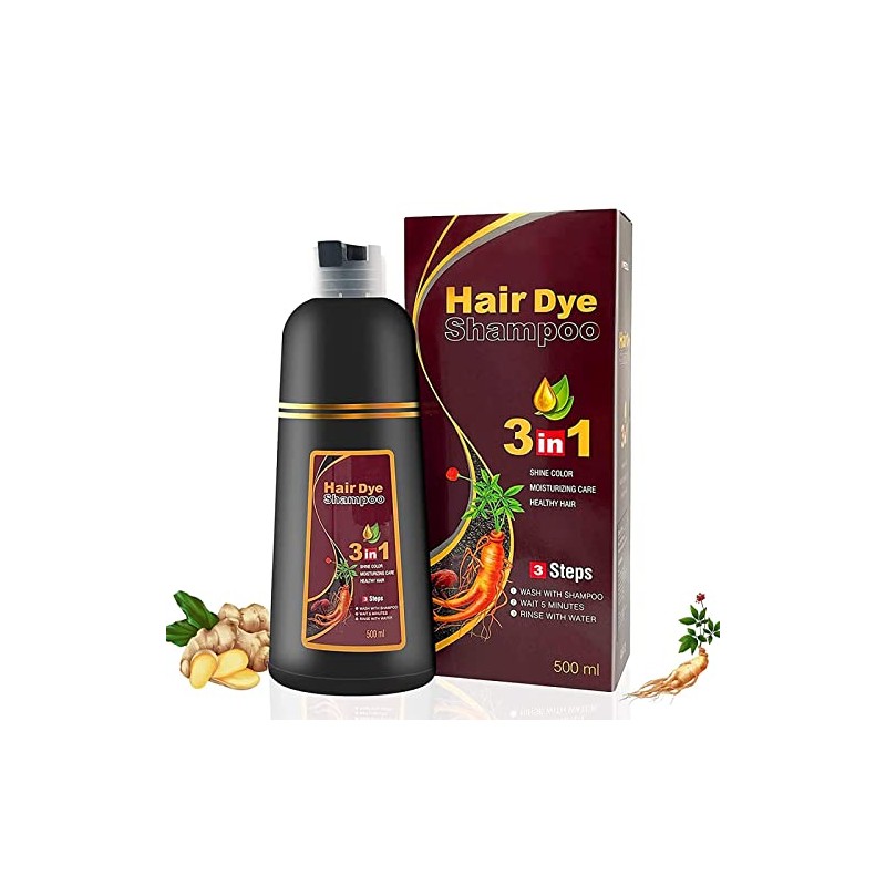 Instant Hair Color Shampoo For Gray 100 Grey Coverage Black