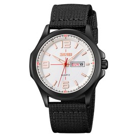 findtime Mens Watches Waterproof Watch Sports Watch Men Black Watch with 255mm Nylon Strap Analog Watch for Men