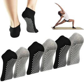6 Pares de Calcetines de Yoga, Calcetines Yoga Antideslizantes para Mujer, Calcetines Danza para Mujer, Adecuados para Yoga, Pilates, Ballet, Deportes de Interior, Danza, Fitness