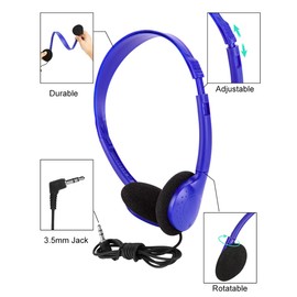 QWERDF Bulk Headphones 12 Packs Classroom Headphones Student On Over Ear Earbuds for School in Individual Bags (12 Packs, 6 Colors)