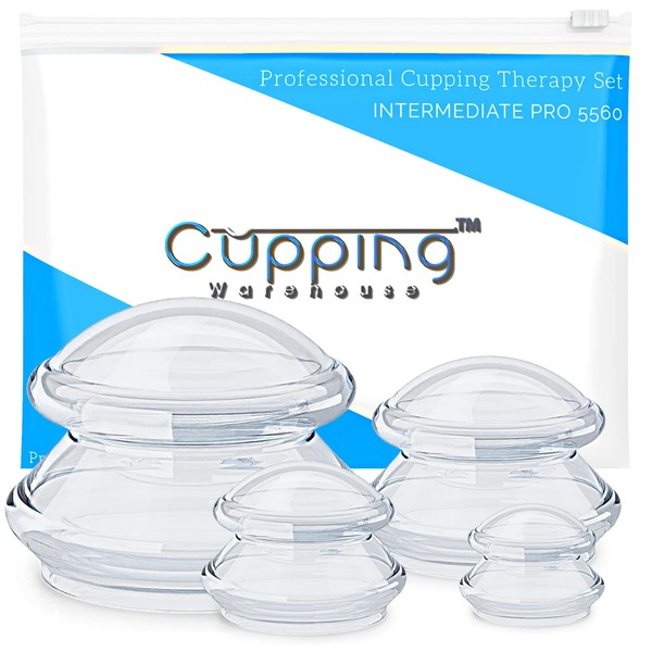 Cupping Warehouse Beginner Soft Supreme 4 Intermediate Pro 5560 Cupping Therapy Set-Clinic & Home Use Silicone Cupping Set- Cupping Set Massage Therapy Cups- Suction Cups for Body