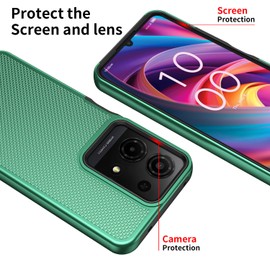 Mocotto for TCL K32 5G Case with Tempered Glass Screen Protector,Dual Layer Heavy Duty Shockproof Protection (Dark Green)