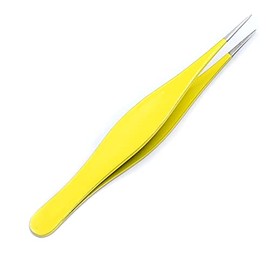 G.S Ingrown Hair Tweezers Yellow- Stainless Steel Fine Pointed Tweezers - Precision Aligned Tips for Splinter, Eyebrow & Facial Hair Removal - with Pouch