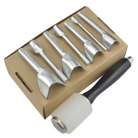 XINMEIWEN 8Pcs V Shape Leather Cutting Tools 7 Sizes Half-Round Cutter Punch Set for Punch Strap Belt Bag Wallet with Leather Hammer (10-40mm)