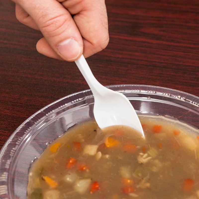 KitchenDine 100 Pack Medium Weight Wrapped white Plastic Cutlery Pack