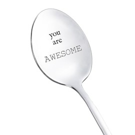 RFTWXHPN Christmas Birthday Gift Spoons for Women Men Inspirational Gifts for Teens You are Awesome Gift Spoon for Niece Grandson Encouragement Gifts for Husband Mom Coffee Tea Spoon
