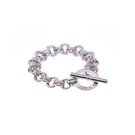 Karen Millen Encrusted Bar & Hoop Bracelet For Women (Silver/Clear Crystal)