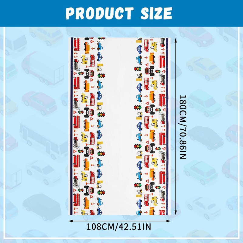 Cobee Construction Plastic Table Cloths for Parties, 70'' x 42''