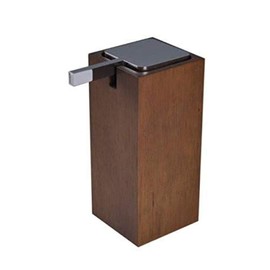Gedy Papiro Tall Square Brown Soap Dispenser in Wood, Brown