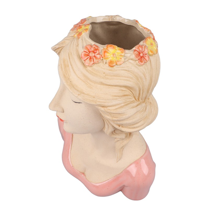 Modern Ceramic Face Vases Decorative Modern Style Shy Girl Flower