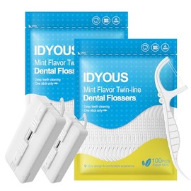 Hilo dental para uso dental, doble acción Mint Twin Line con dispensador, bolsa de repuesto, fácil de transportar para adultos, paquete de 220 unidade