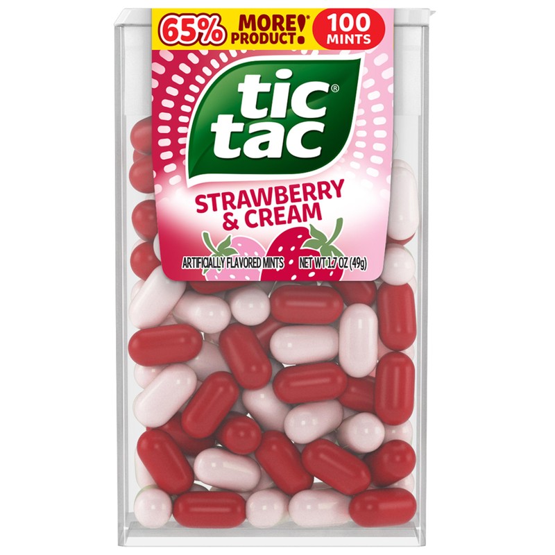 Tic Tac Strawberry & Cream, On-the-Go Pocket-Sized Mints, 100 pieces,