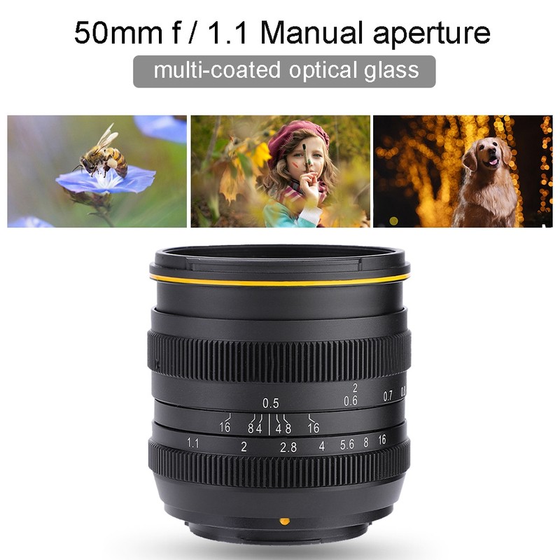 Kamlan 50mm f1.1 APS-C Large Aperture Manual Focus Lens for