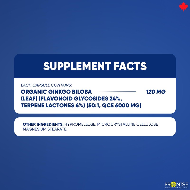 Promise Organic Ginkgo Biloba 120 Capsules, Extra Strength. 120 mg
