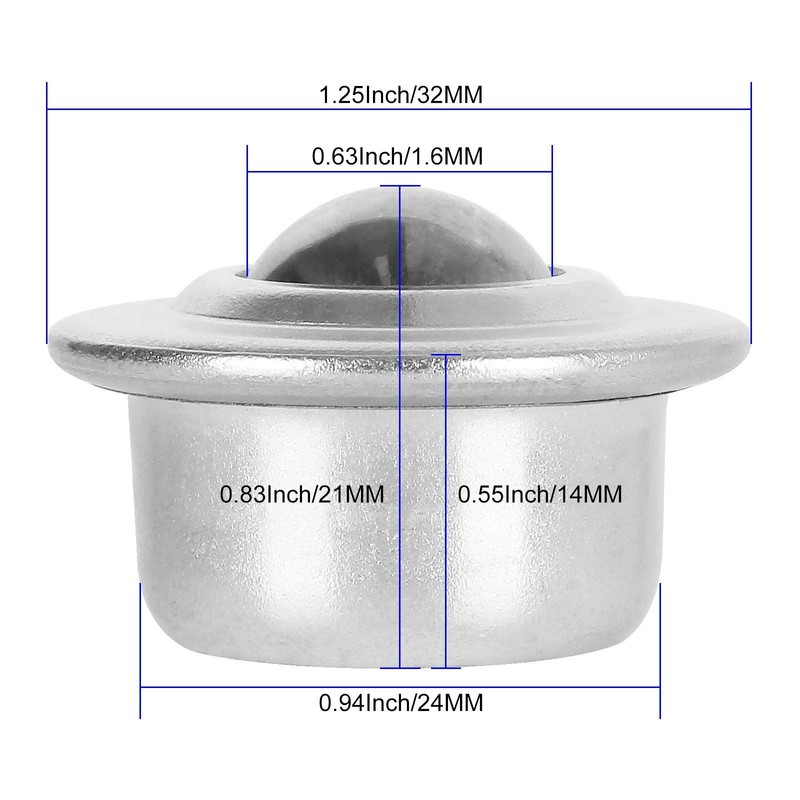 16PCS 5/8 Inch Roller Ball Transfer Bearing, Ball Bearing Rollers,