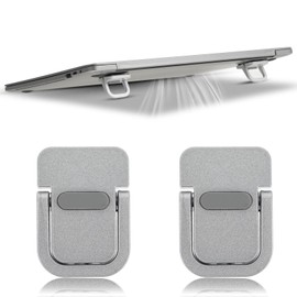 Apausvcm 2Pcs Keyboard Riser, Self-Adhesive Mini Keyboard Stand for Desk Portable Laptop Feet Foldable Keyboards Lift for Most Keyboards (Silver)