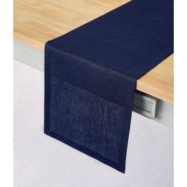 Solino Home Linen Table Runner 48 Inch – 100% Pure Linen Navy Table Runner 14 x 48 Inch – Machine Washable Holiday, Winter, Spring Table Runner – Fete