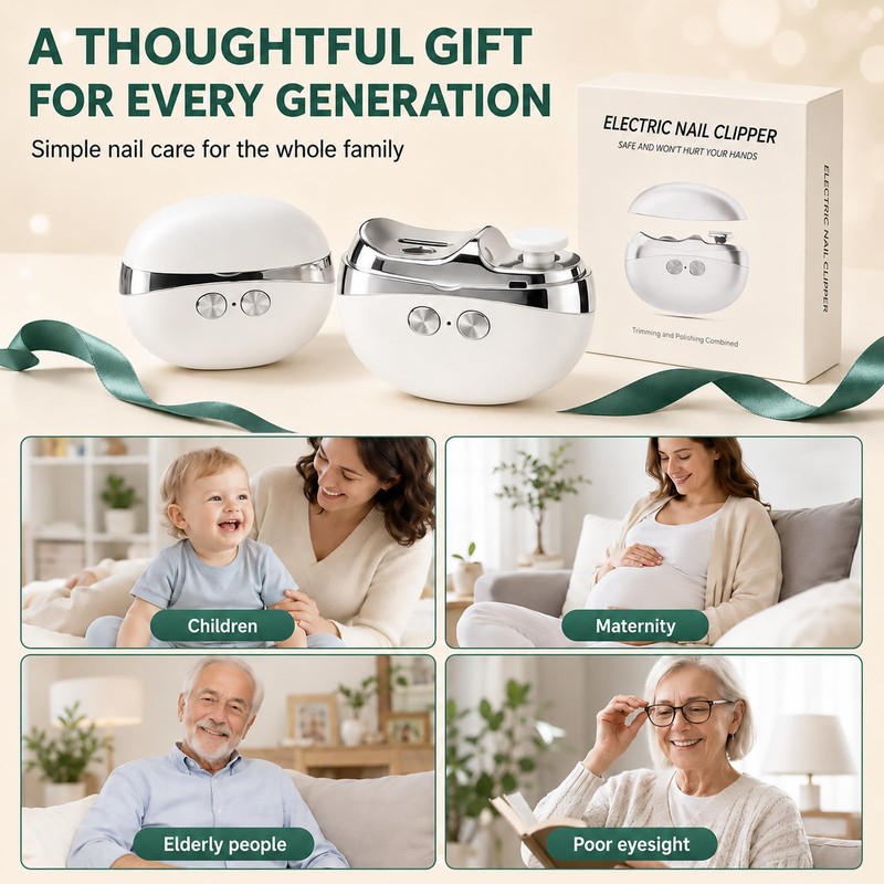3-in-1 Electric Nail Clippers for Seniors & Adults, Automatic Nail