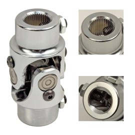 Gearzaar 3/4" 36 Spline X 3/4" DD Steering Universal Joint Chrome Single U Joint Shaft