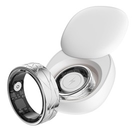 findtime Smart Ring Men Women Fitness Ring Pedometer Heart Rate Blood Oxygen Sleep Monitor Activity Trackers for Sports Time, Distance, Calories Compatible with Android iOS (Silver, #7-17.4mm)