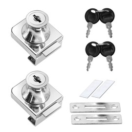 Pack of 2 Glass Cabinet Locks, Double Single Open Glass Doors Display Cabinet Security Lock, Double Door Lock for 5-8mm Glass, Comes with 4 Keys for Door Cabinet Key Display Cabinet