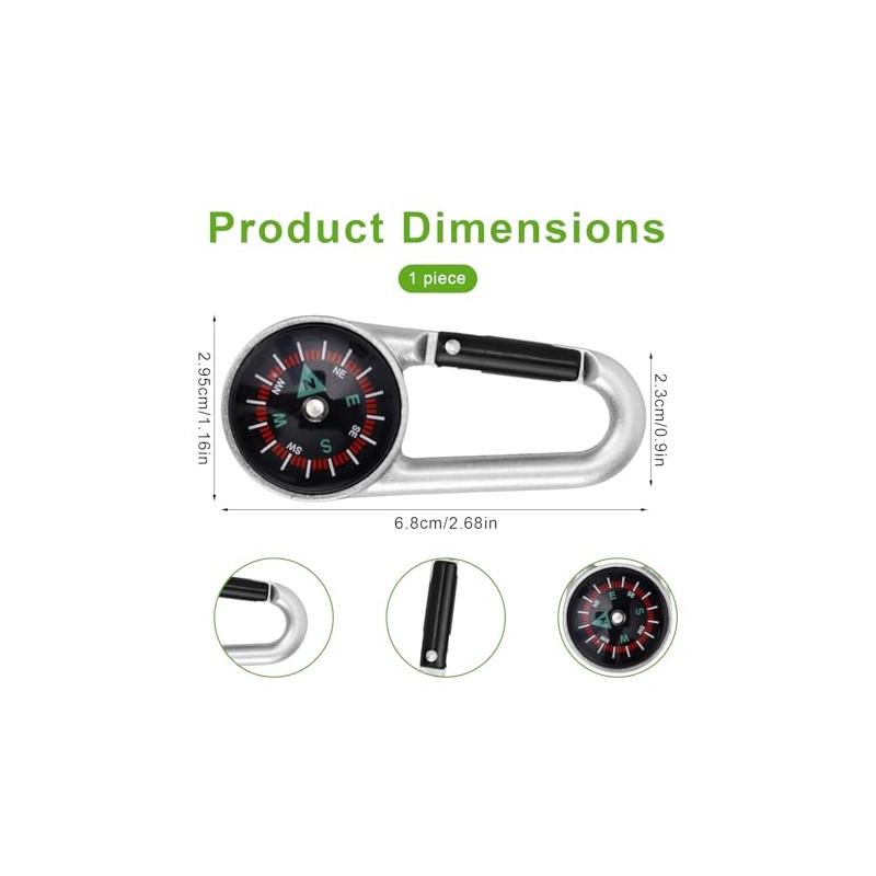 Penitue Compass Keychain, Mini Lightweight Pocket Hiking Compass Carabiner Camping