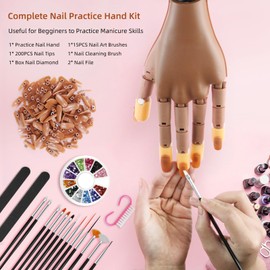Practice Hand for Acrylic Nails - Flexible Fake Hand for Nail Practice - Realistic Movable Nail Practice Hand - Mannequin Hand For Nails For Beginners Nail Art