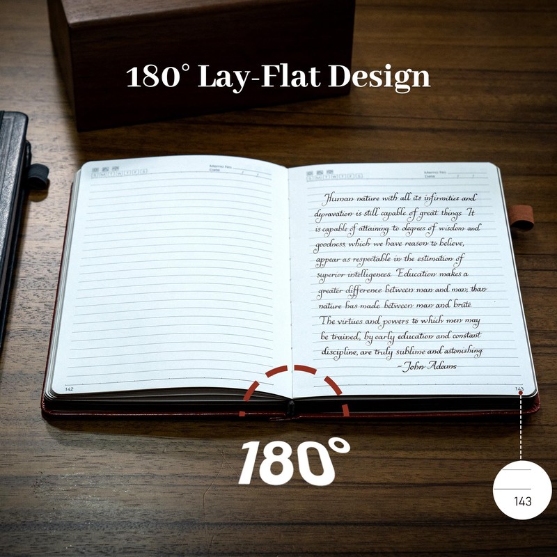 CAGIE Leather Lined Journal Notebook for Men & Women, Debossed