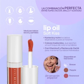 YIYI Beauty by Lesslie Polinesia Soft Kiss Lip oil Mapple, aceite para labios mega Hidratante ofrece la combinación perfecta entre humectación, brillo y suavidad, labios irresistibles sin dejarlos pegajosos.