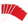 25 Pack Red Stick Flags,Hand Held Small Mini DIY Solid