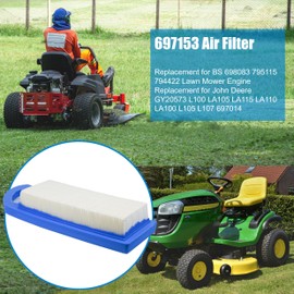 Eamonhigh GY20573 697153 Air Filter Replacement for John Deere L100 LA105 LA110 LA100 LA115 L105 L107 Lawn Mower Engine, Replacement for BS 795115 794422 697014 Air Cleaner Oil Filter Kit