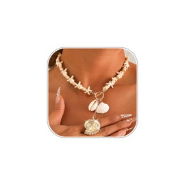 Sakytal Boho Seashell Choker Necklace Starfish Conch Beach Necklaces for Women