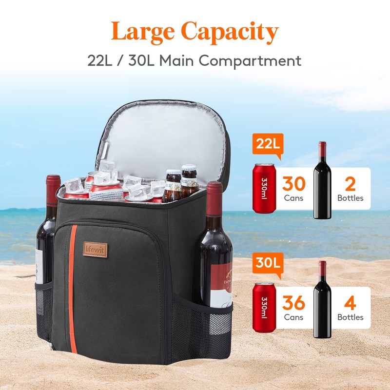 Lifewit 30 Cans Backpack Cooler Waterproof Insulated Soft Lunch Cooler