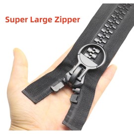YaHoGa 200 cm #20 Super Large Zip Separable Zip for Coat Tent (Black)