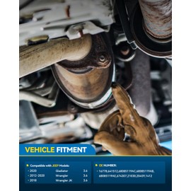 PHILTOP Right Catalytic Converter Compatible with 2012-2020 Wrangler 3.6L, 2020 Gladiator 3.6L, 2018 Wrangler JK 3.6L - Replace# 16778, 641512, 20459 Direct-Fit Stainless Steel (EPA Compliant)