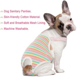 QBLEEV Dog Diapers Female Washable Sanitary Pantie with Adjustable Suspender, Reusable Doggie Period Panties, Pet Underwear Diaper Jumpsuits for Male Dogs in Heat, Puppy Diapers for French Bulldog M