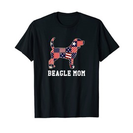 Beagle Mom Dog Lovers Patchwork Flag Patriotic 4th of July Women Kids Men T-Shirt